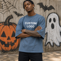 T-shirts pour hommes en coton 260 g/m² avec impression graphique personnalisée pour Halloween, tee-shirt épais unisexe, vente en gros, streetwear