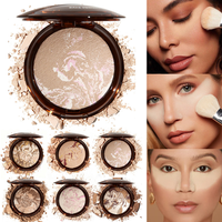 Poudre pressée pour le visage en 6 couleurs, fond de teint, poudre anti-brillance pour peaux foncées