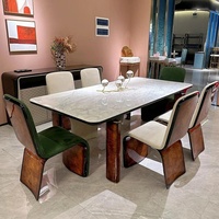Ensemble table et chaises en bois, design italien luxe léger, mobilier pour la maison, restaurant et villa, démontable