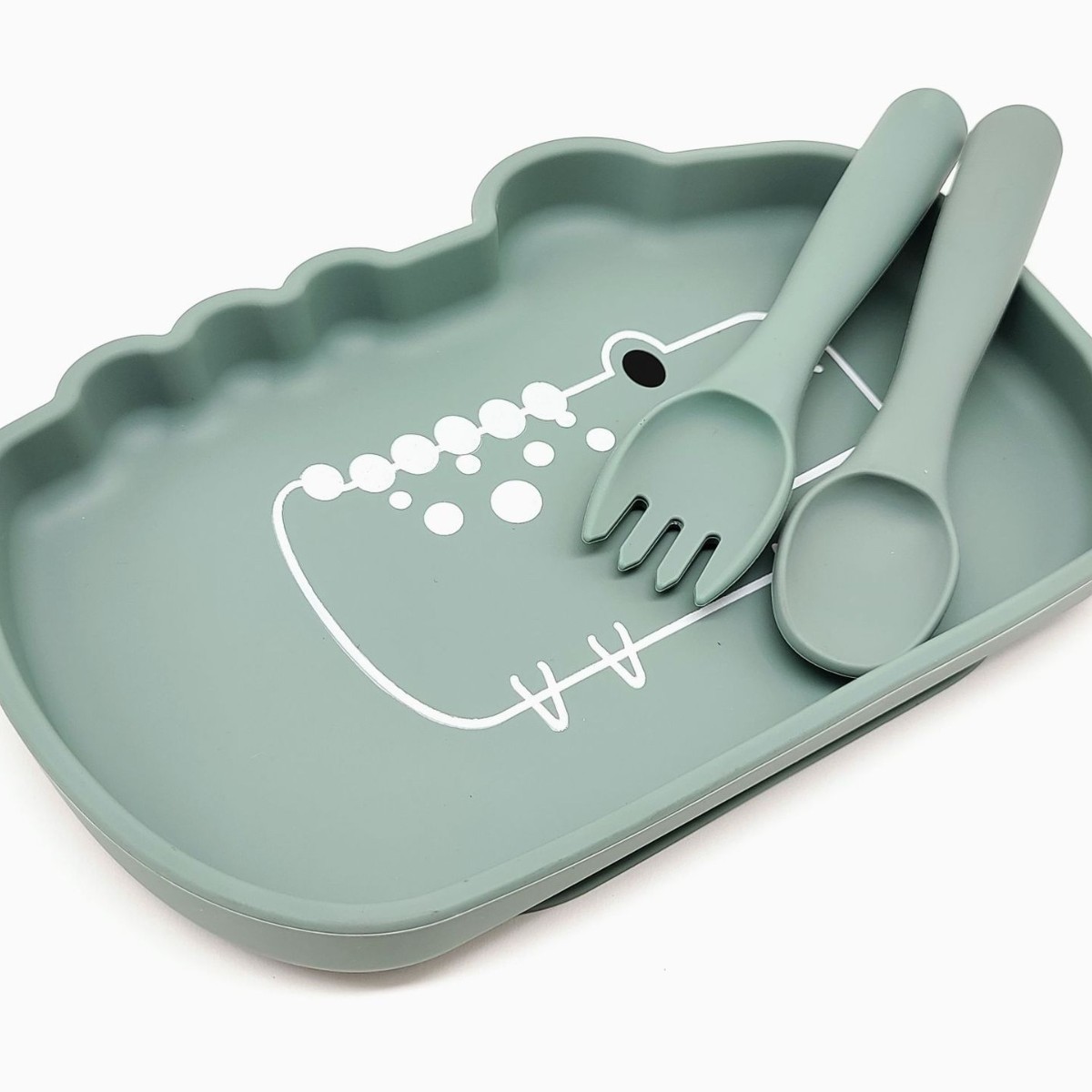 Assiette Crocodile, Gris Sapin