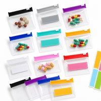 Pochettes à pilules transparentes réutilisables portables, sacs de rangement pour médicaments de voyage avec étiquette inscriptible