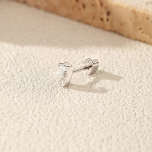 Minimalism S925 Sterling <b>Silver</b> vvs1 Moissanite Pear Cut Helix Earrings Heart Screw <b>Stud</b> Earrings for Women Fine Jewelry - Product Image 4