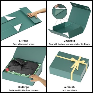 Caja de regalo cubierta de papel verde bosque, adecuada para prendas de vestir, se puede personalizar según las necesidades. - Product Image 4