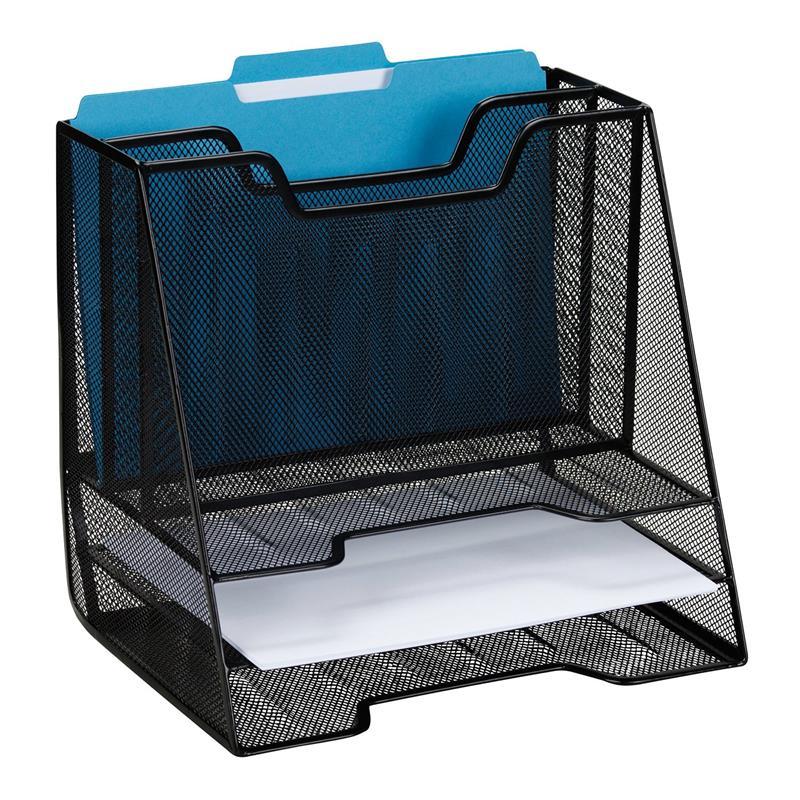 Black Office File Metal Wire Mesh Desk Organizer