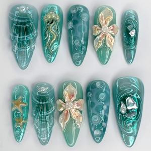 Uñas Postizas <span class=keywords><strong>de</strong></span> Vinilo Rojo Vino con Diseño <span class=keywords><strong>de</strong></span> Serpiente para el Día <span class=keywords><strong>de</strong></span> San Valentín, Uñas 3D Florales <span class=keywords><strong>de</strong></span> Lujo para Verano, Reutilizables, Elegantes <span class=keywords><strong>y</strong></span> <span class=keywords><strong>Dulces</strong></span>, Uñas Postizas Largas Tipo Stiletto Coffin Personalizadas - Product Image 2