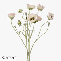 Buket Bunga Poppy Sutra Eropa Realistis 67cm Warna Ivory untuk Dekorasi Rumah dan Pernikahan, Promosi RTS