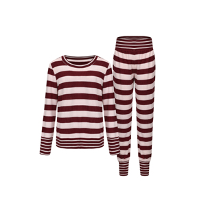 Maglietta a righe su misura felpa rossa e bianca da <span class=keywords><strong>donna</strong></span> a maniche lunghe girocollo pigiami vestiti <span class=keywords><strong>per</strong></span> la <span class=keywords><strong>casa</strong></span> - Product Image 3