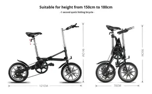 Vélo pliant haut de gamme 14 pouces, pliage en une seconde, 7 vitesses, cadre en alliage d'aluminium, freins à disque doubles, pédales pliantes double face, charge maximale 110 kg - Product Image 4