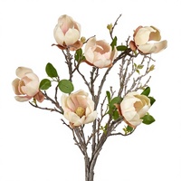 Branche de fleur artificielle de magnolia tactile, texture bois éclose, pour décoration de mariage, maison et événements