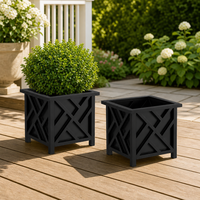 Lot de 2 jardinières décoratives en PP à motif treillis de 37,5 cm avec trous de drainage pour véranda, patio et jardin