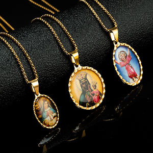 Giveluck Custom Roestvrij Staal Kruis Hanger Maagd Mary Jesus Zwart Madonna Sprankelende Ketting Voor Mannen Vrouwen Christelijke Mode - Product Image 3