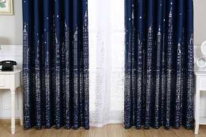 Offre Spéciale fournisseur de rideaux de fenêtre bon marché, rideaux à ombrage élevé, rideau occultant imprimé de feuille de château pour salon - Product Image 4