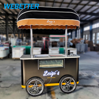 WEBETTER Vélo Glace Extérieur Gelato Chariot Alimentaire Poussée Manuelle Camion Vente Crème Glacée Café Mobile