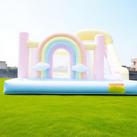 Château gonflable commercial coloré en PVC écologique de 0,55 mm avec toboggan, capacité de 480 kg, pour enfants