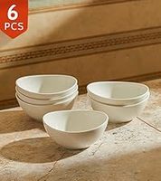 Bols en céramique blancs moyens de 18 oz - Lot de 6 (Chine) pour céréales, soupe, riz et salade, usage quotidien