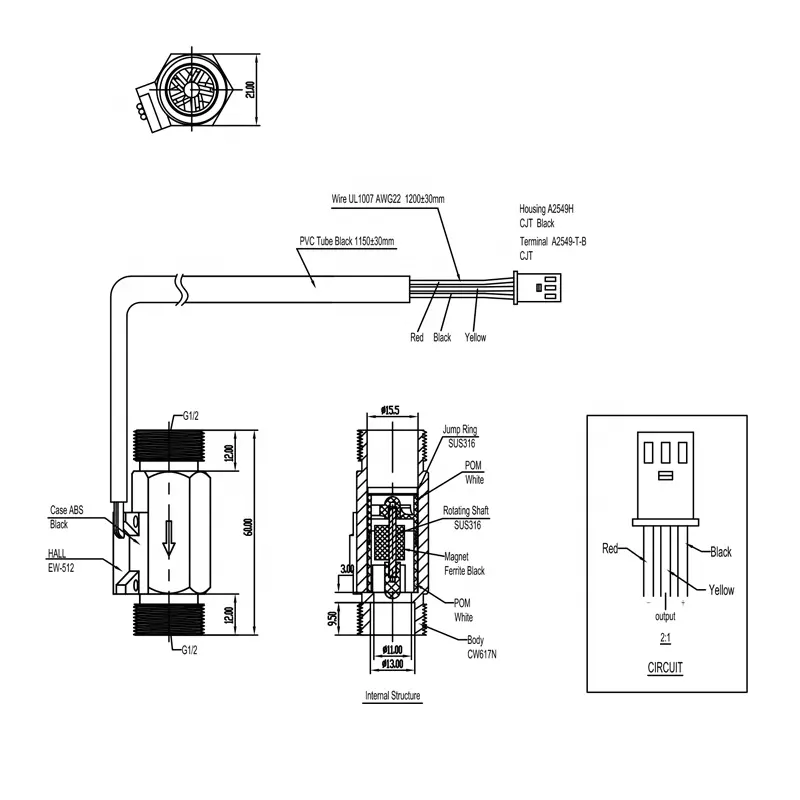 Micro-mètre de flux de liquide, ak-MR-2160-G1/2, capteur de débit spécial