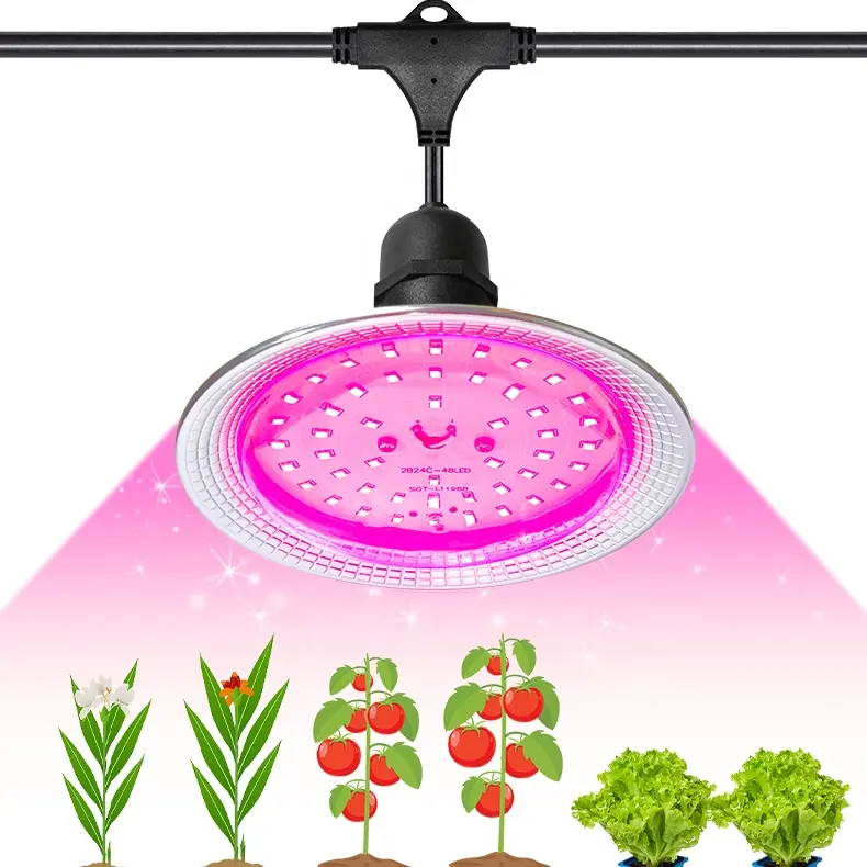 21.3ft สตริงไฟ LED 15W กันน้ำได้สำหรับปลูกผักผลไม้ E26หลอดไฟทรงจานบินสำหรับปลูกในฟาร์มเรือนกระจก