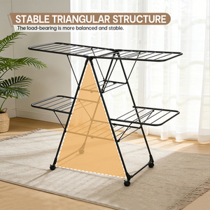 Séchoir <span class=keywords><strong>à</strong></span> <span class=keywords><strong>linge</strong></span> pliable en <span class=keywords><strong>m</strong></span>étal de 26 <span class=keywords><strong>m</strong></span> avec roulettes, gain de place, pour intérieur et extérieur, usage domestique - Product Image 5