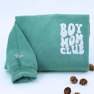 Sudadera o camiseta tejida 3D Boy Mom Club de invierno y Otoño con nombres bordados para niños <span class=keywords><strong>en</strong></span> la parte delantera y logotipo de la manga - Product Image 1