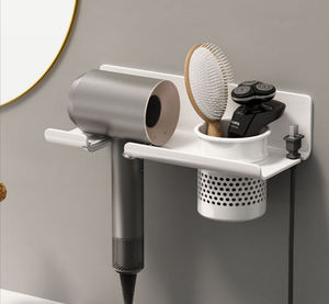 Support mural <span class=keywords><strong>pour</strong></span> sèche-cheveux en aluminium spatial, sans perçage, étanche, résistant à la rouille, plusieurs styles, adapté à diverses surfaces murales - Product Image 6