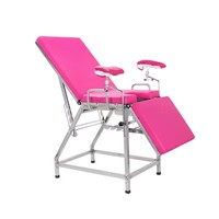 Table d'examen gynécologique en métal renforcé avec dossier réglable, coussin en éponge dense et système de verrouillage pour usage clinique