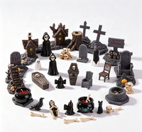 Lot de figurines créatives en résine pour Halloween, thème macabre, avec Grim Reaper, fantôme, crâne, chat noir, pierre tombale - Pour adultes, intérieur