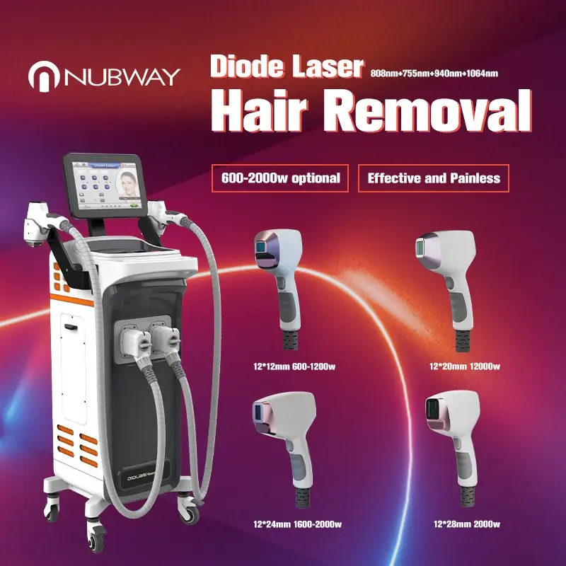 Nubway equipamento para depilação, equipamento para depilação de barras comercial, máquina de beleza, remoção de pelos, diodo laser 808 755 1064