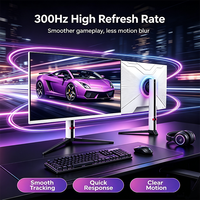 Moniteur FHD 24 27 pouces 300 Hz pour bureau à domicile, design sans cadre, 1 ms, lumière RVB, compatible VESA, écran PC