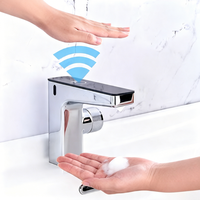 HLK Nouveaux robinets sans contact 2-en-1 et distributeur de savon avec affichage numérique LED, fournisseur d'éviers à capteur automatique