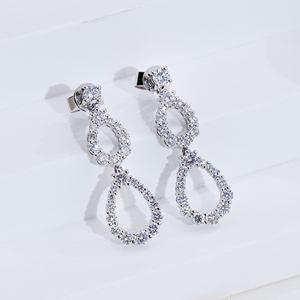 Boucles d'oreilles Messi Jewelry MSE-839 en or blanc 18 carats avec diamants ronds pour femmes - Product Image 1