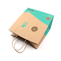 Sacs en papier avec votre propre logo de taille moyenne imprimés sur mesure avec poignée pour papeterie Boutique Shopping utilisation de cadeaux