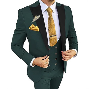 Abito <span class=keywords><strong>da</strong></span> Uomo Italiano Slim Fit 3 Pezzi: Giacca, Pantaloni e Gilet Nero con Revers a Punta, per Matrimonio, Sposo, <span class=keywords><strong>Cerimonia</strong></span>, Business, Monopetto - Product Image 1