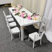 Table et chaise Rectangle en acier inoxydable blanc, meuble de fête pour enfants, offre spéciale
