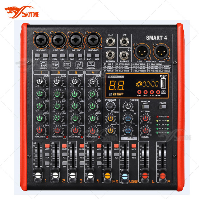 4 Channel 6 Channel Mini Professional Audio Mixer Dj Console Wedding Audio Stage Equipment