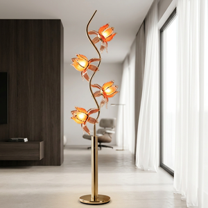 Lámpara de Pie Vintage con 4 Cabezas de Loto, Lámpara LED Decorativa para Interiores del Hogar, Venta al Por Mayor Disponible - Product Image 1