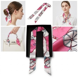 Écharpe fine en soie rose vif à imprimé carrosse avec coffret cadeau pour <span class=keywords><strong>mariage</strong></span> et remise de diplôme, idéale comme décoration ou étole - Product Image 1