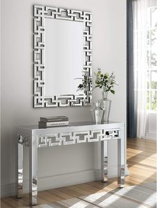 Modern European Living Room Wooden Decorative <b>Silver</b> Square <b>Wall</b> <b>Mirror</b> 4mm Thick Large Luxury Console USB Light Hanging - Product Image 5