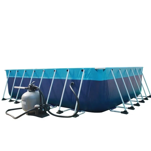 Large PVC Portable Above Ground Swimming Pool with Rectangular Metal Frame 500L Capacity Home Use Easy Install