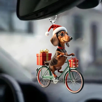 Cadeau de noël ensemble promotionnel affaires porte-clés décoration fournitures père noël voiture ensemble chien sur vélo décoration de noël