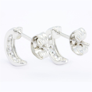 Pendientes de Aro de Diamantes Naturales Clásicos Blancos de 18K, 14K y 9K, Regalo de Boda o Compromiso de Lujo para Mujer - Product Image 5