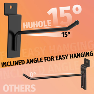 Heavy Duty slatwall <b>hooks</b> 10inch <b>Display</b> <b>Hook</b> Durable Easy Install 30lbs Capacity Black Slatwall Storage OEM - Product Image 2