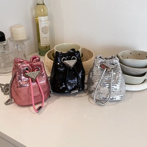 Rhinestone Luxurious Women's Pearl Bag Wedding Clutch Bag Single Shoulder <b>Purse</b> with Iron Chain Drawstring Evening Bag - Product Image 4