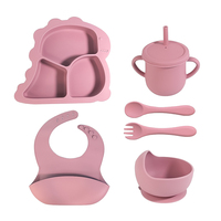 Vaisselle en silicone de dessin animé d'allaitement en gros vaisselle bavoir pour tout-petits bol à ventouse cuillères d'entraînement ensemble d'alimentation pour bébé