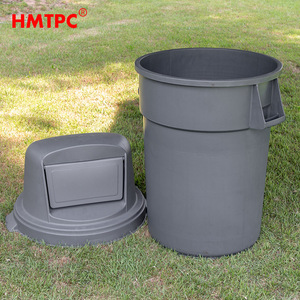 HMTPC 180L Outdoor Trash Can Cylindrical Plastic Flip Lid With <b>Wheels</b> Large Capacity Garbage <b>Bin</b> - Product Image 4