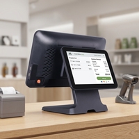 Système POS à double écran Windows Android 15,6 pouces, machine POS tactile tout-en-un, adaptée aux supermarchés, restaurants, commerce de détail