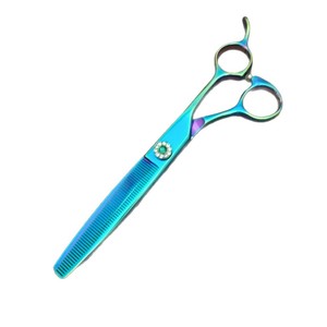 Tijeras de Adelgazamiento para Mascotas Suzhou 440C KD-7 Pulgadas Azul Cielo con Diseño de Piedras Preciosas para Peluquería Canina - Product Image 2