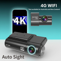 Caméra embarquée 4K Ultra HDR double DVR GPS avant et arrière, protection de stationnement 24h/24, résolution 3840P, vision nocturne, Wi-Fi