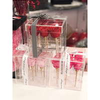 Boîte cadeau en acrylique SHP pour roses, 9 compartiments, design ouvert, présentoir transparent pour comptoir de magasin, vente en gros pour vitrine