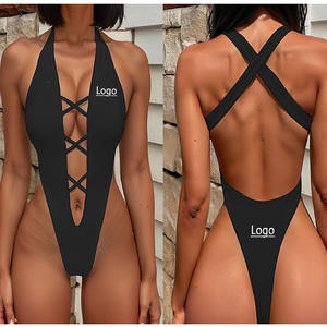 2025 <span class=keywords><strong>sexy</strong></span> một mảnh đồ bơi phụ nữ cô gái hot thong Bikini cao cắt đẩy lên đồ bơi Cutout chéo tắm phù hợp với - Product Image 2