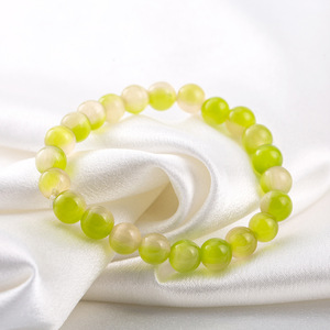 Pulsera de ojo de gato de cristal con gradiente verde de 8 mm, regalo de joyería unisex - Product Image 1